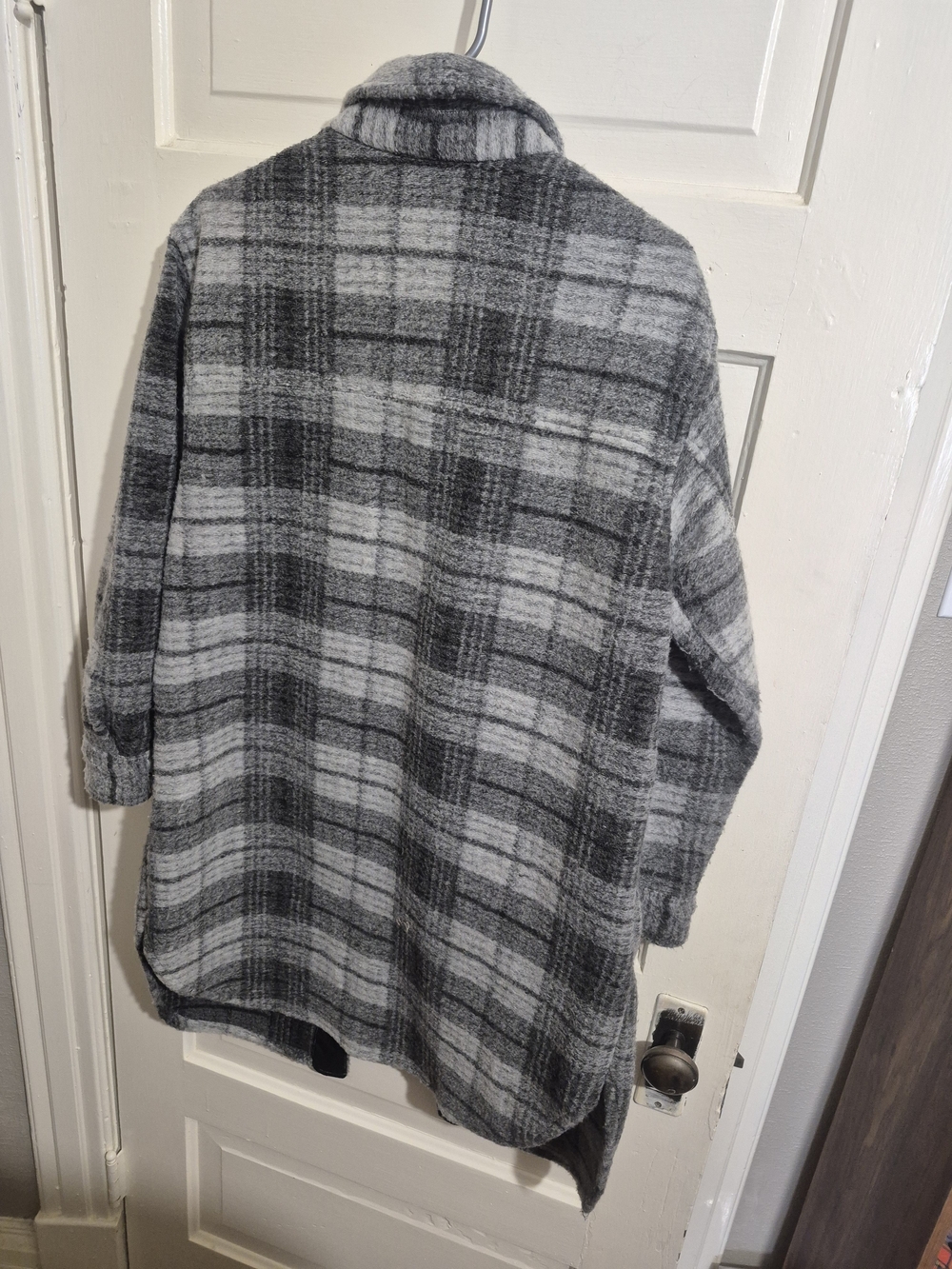Dex Plaid Oversized Long Shacket Jacket Grey Black Size M - Picture 6 of 9
